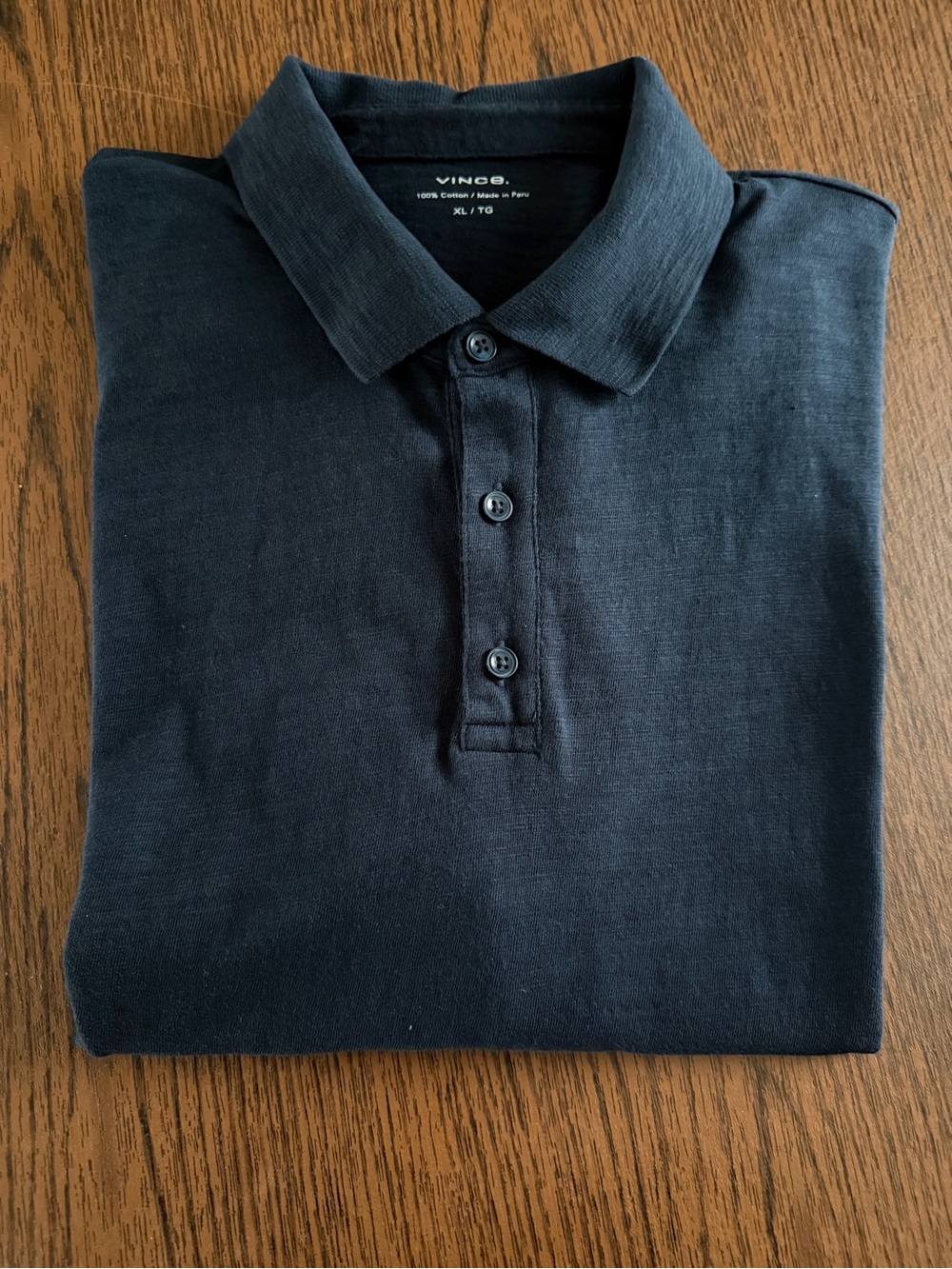 Vince Men's Navy Polo Shirt - Three-Button Cotton Size: XL MSRP: $129